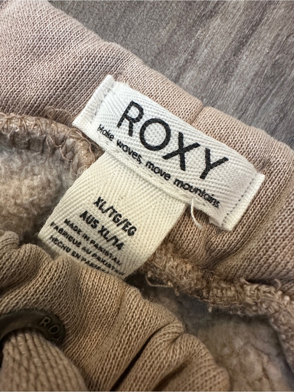 Roxy Double Up Cargo Cotton Blend Casual Joggers Women’s Size XL Beige Tan - Picture 2 of 10